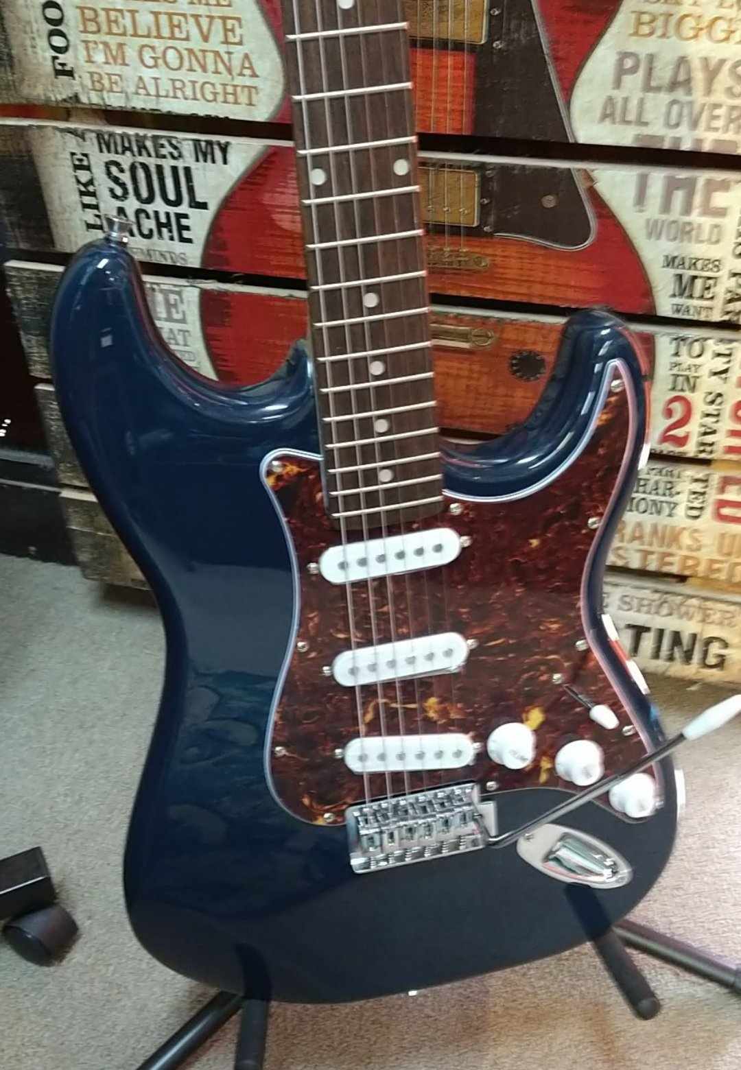 Nashville Guitar Works S-style Blue w/ Tortoise Shell Pickguard
