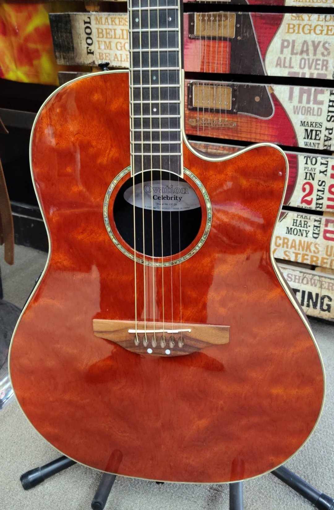 Ovation Celebrity CC 28 Acoustic Electric Guitar - Amber Waterfall Bubinga - Hardshell Case Included - 2000s
