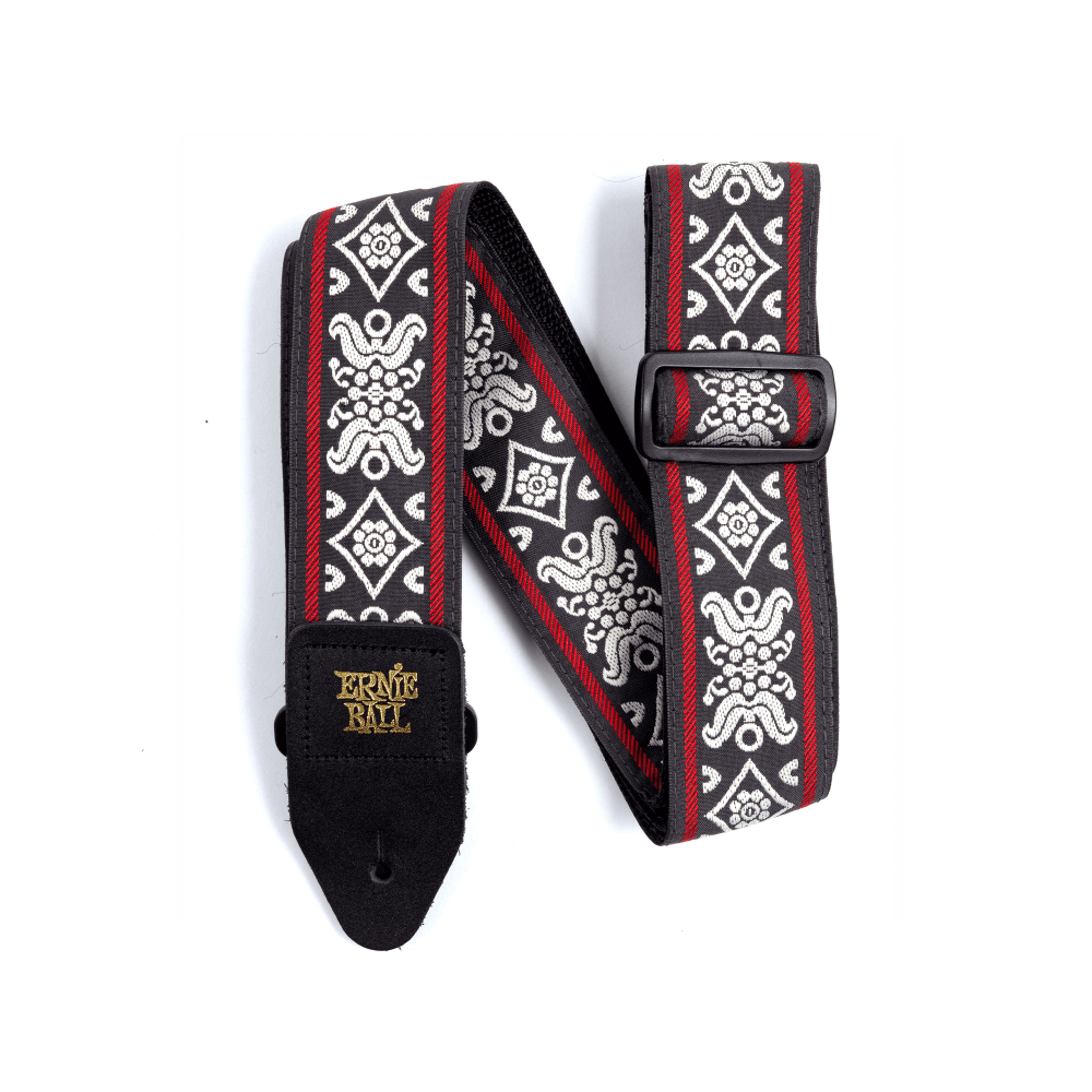 Ernie Ball Classic Jacquard Guitar Strap/Bass Strap - Blackjack Red