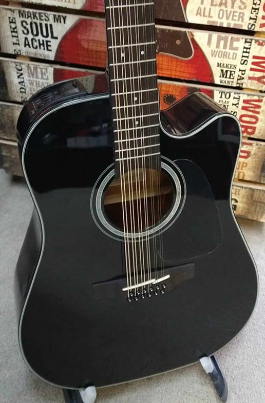 Takamine GD30CE-12 BLK G30 Series 12-String Dreadnought Cutaway Acoustic/Electric Guitar Available in Requinto Tuning