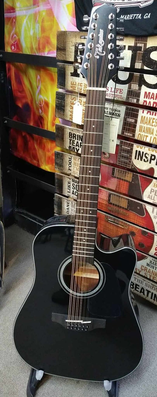 Takamine GD30CE-12 BLK G30 Series 12-String Dreadnought Cutaway Acoustic/Electric Guitar Available in Requinto Tuning