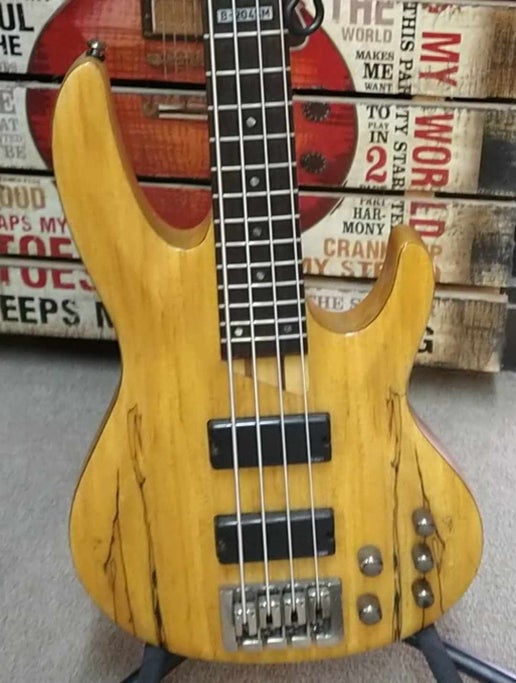 LTD B-204 SM Bass Guitar – Play it, Feel it, Love it (Used, but Still Stunning) Spalted Maple, Natural Satin