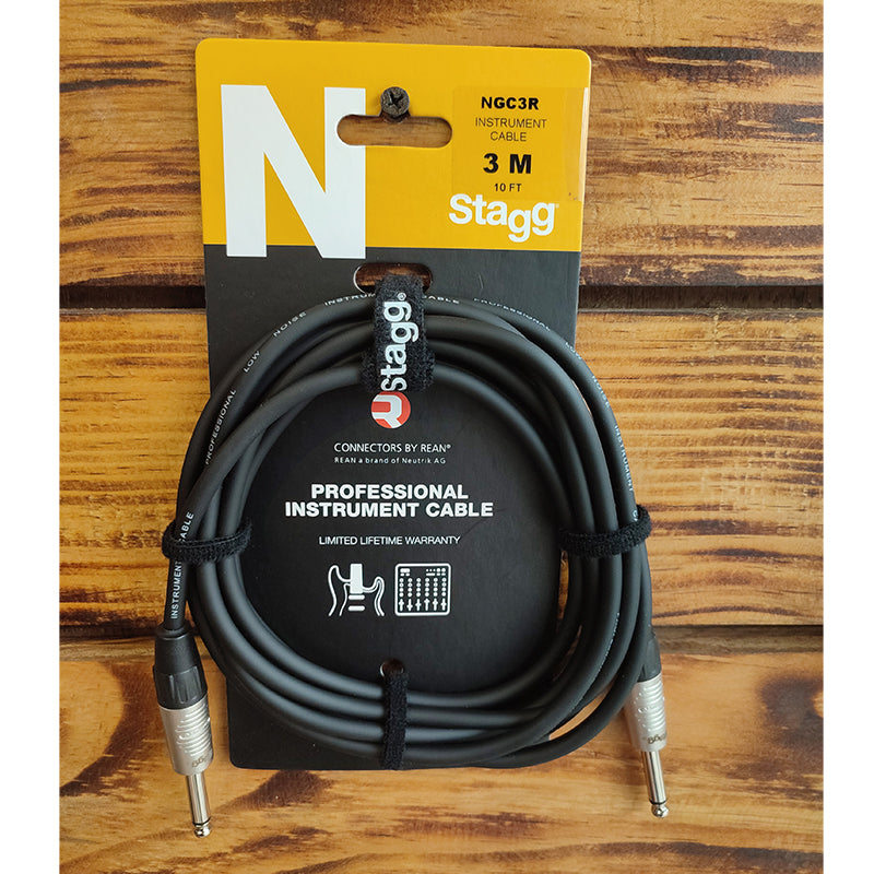 Stagg 10' - 3M 1/4" Guitar Cable Straight Plugs