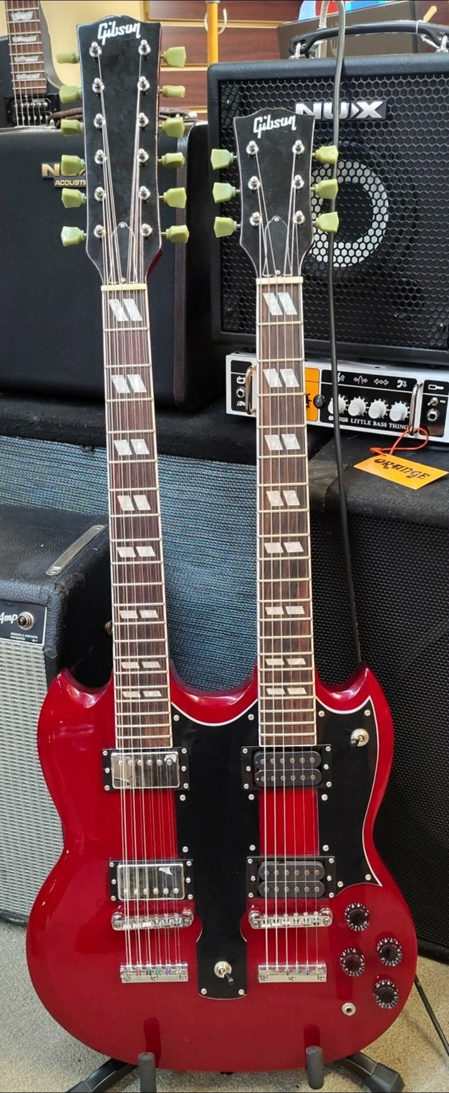 Gibsun Double Neck SG – Red – 12/6 String – Definitely Not Made in the USA, But Still Rocks Like It Was!