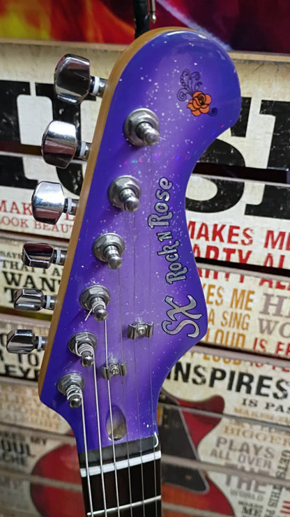 2011 SX Rock 'N Rose Electric Guitar – Purple Sparkle Burst – 6.77 lbs!