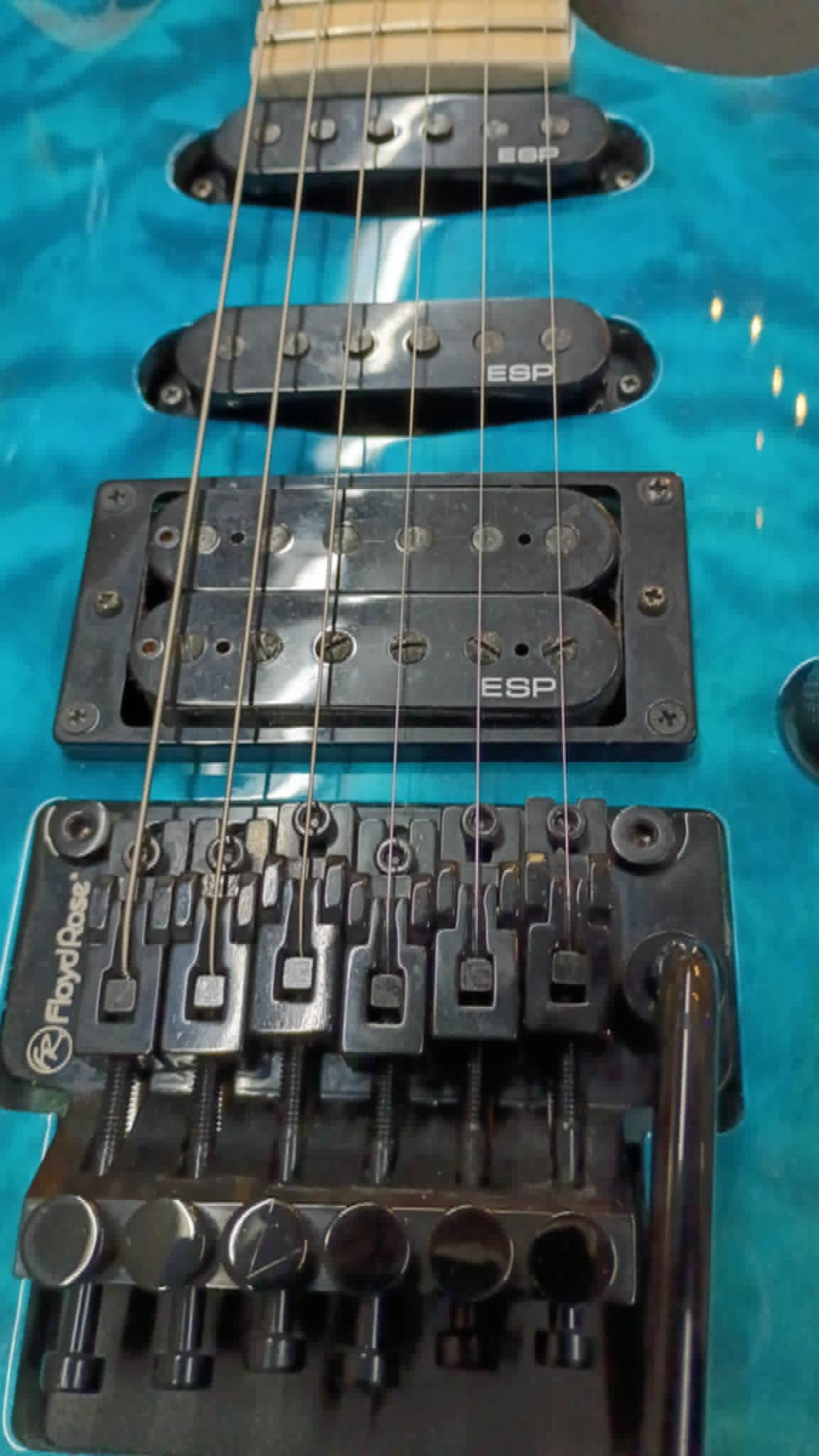 ESP LTD MH-203QM • See Thru Blue • Floyd Rose • Fresh Setup
