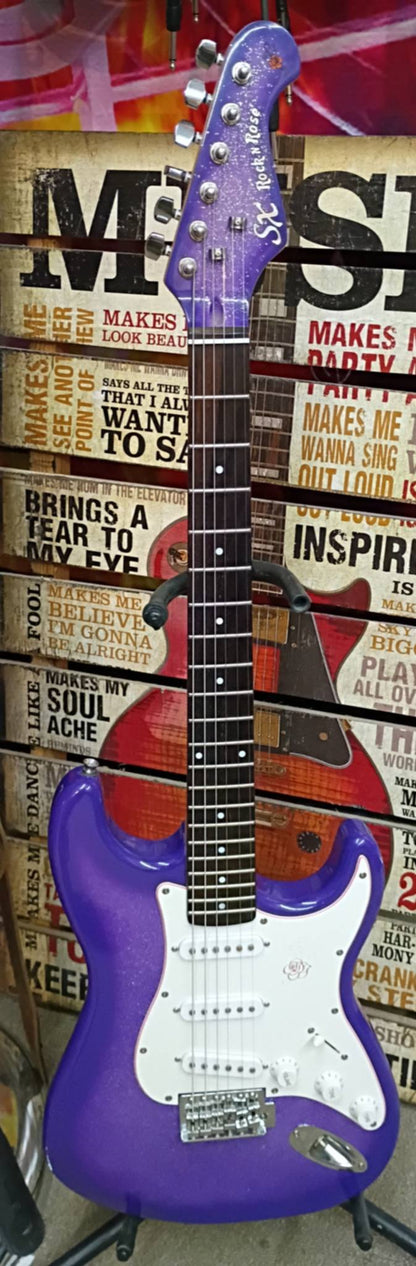 2011 SX Rock 'N Rose Electric Guitar – Purple Sparkle Burst – 6.77 lbs!