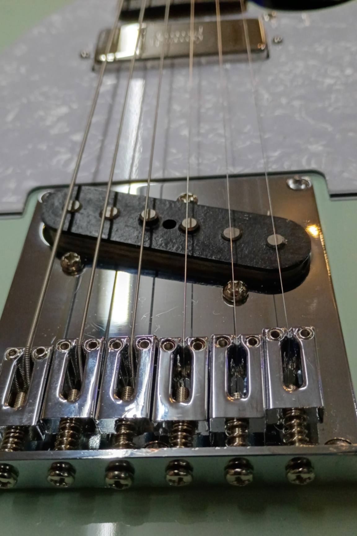 Custom Surf Green Telecaster – Seymour Duncan Mini Humbucker – String-Through Body
