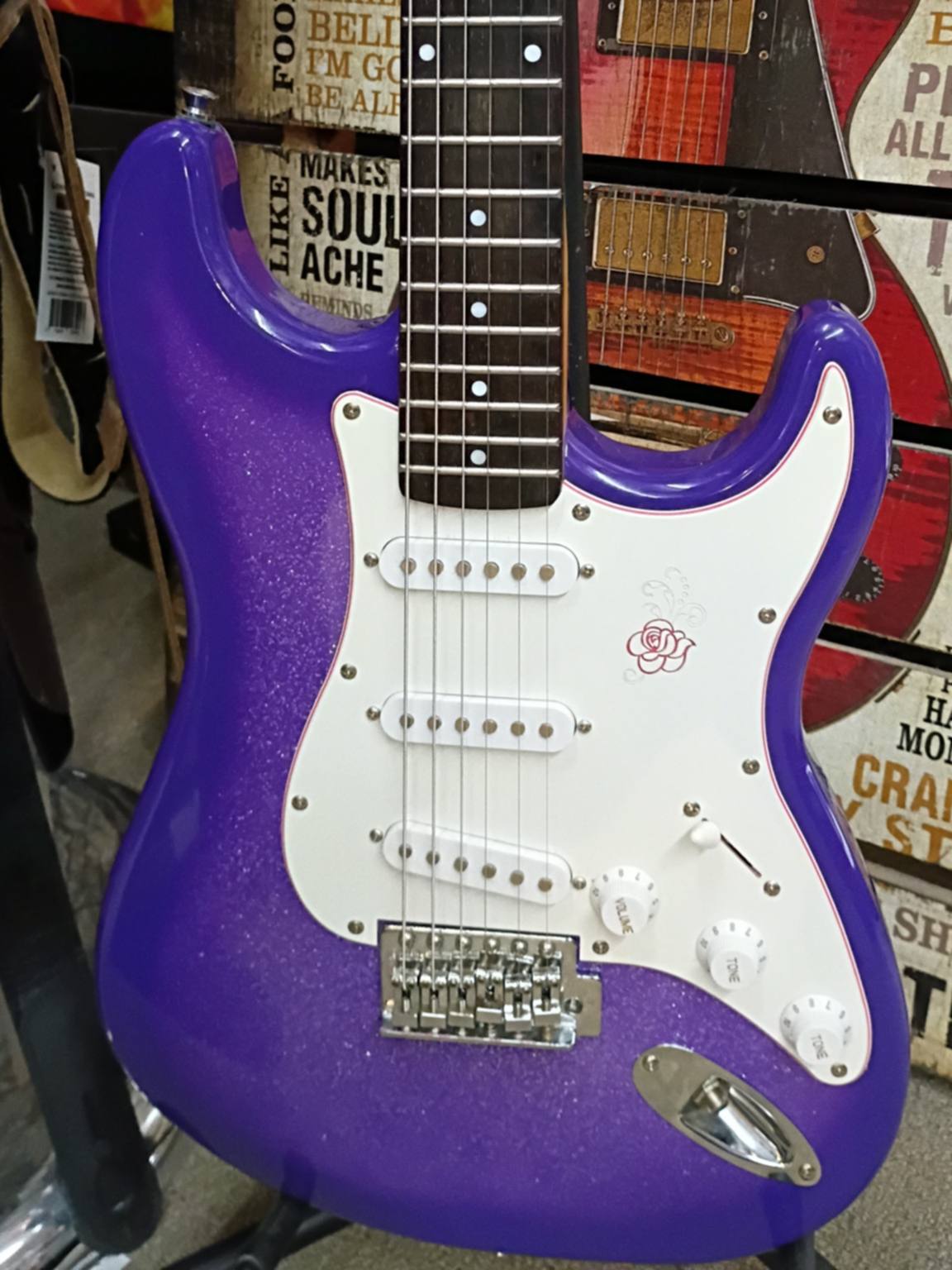 2011 SX Rock 'N Rose Electric Guitar – Purple Sparkle Burst – 6.77 lbs!