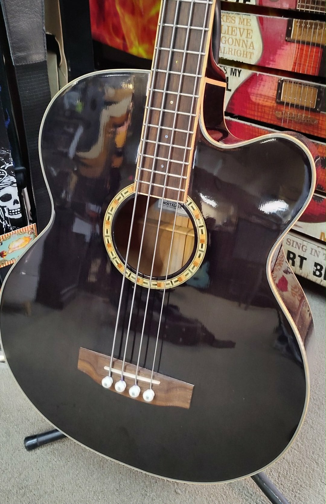 Michael Kelly Firefly Acoustic Bass - Used - Clear Black finish w/ Hardshell Case