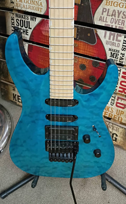 ESP LTD MH-203QM • See Thru Blue • Floyd Rose • Fresh Setup