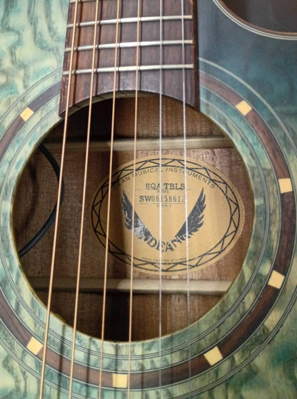 Dean EQA TBLS - Quilt Ash Top - Acoustic Electric Guitar - Transparent Blue Satin