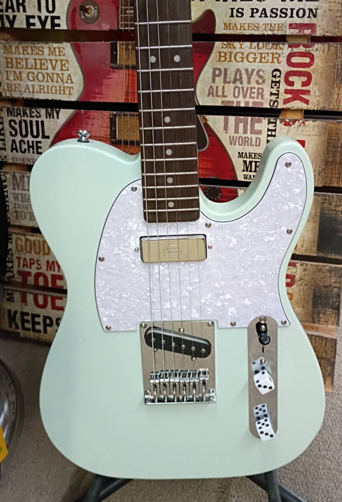 Custom Surf Green Telecaster – Seymour Duncan Mini Humbucker – String-Through Body