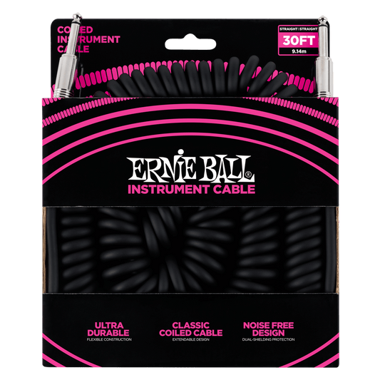 Ernie Ball Coiled Instrument Cable Straight/Straight - Black
