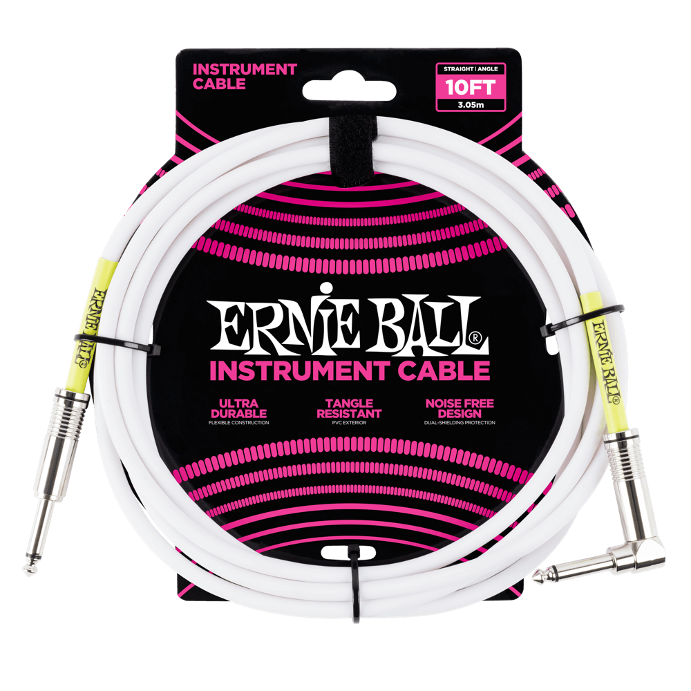 Ernie Ball 10FT STRAIGHT/ANGLE CLASSIC INSTRUMENT CABLE - WHITE