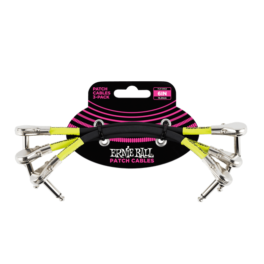 Ernie Ball Classic Patch Cable Flat Angle/Flat Angle  - 3 Pack