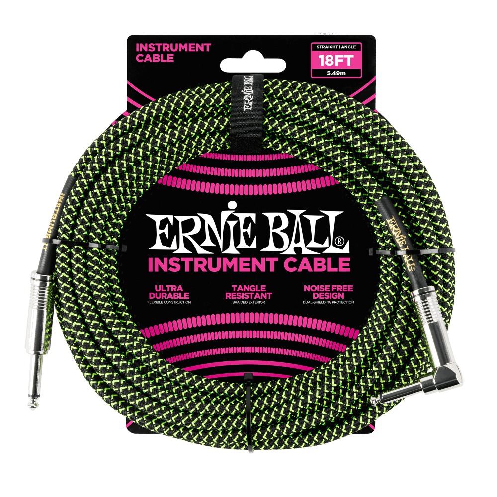 Ernie Ball Braided Instrument Cable, Straight/Angle