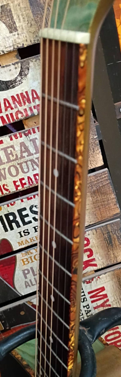 Dean EQA TBLS - Quilt Ash Top - Acoustic Electric Guitar - Transparent Blue Satin