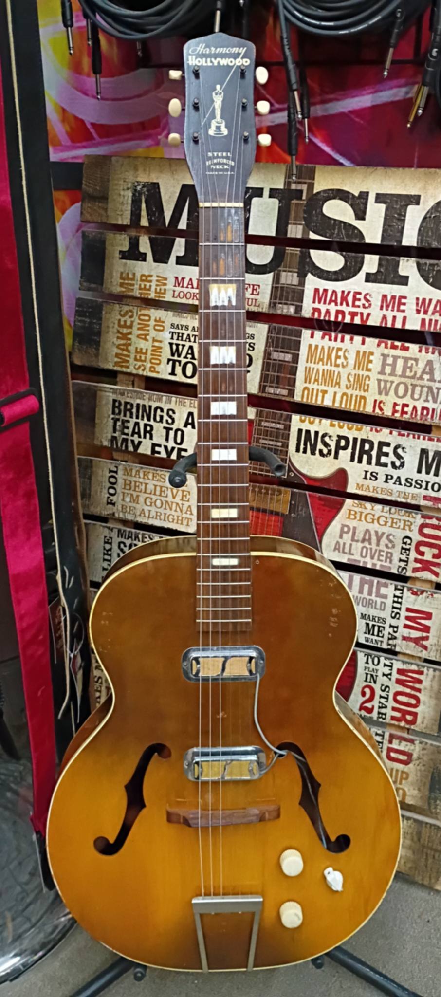 Used Harmony H41 Archtop Guitar - Gold Foil Rowe/DeArmond pickups - As Is