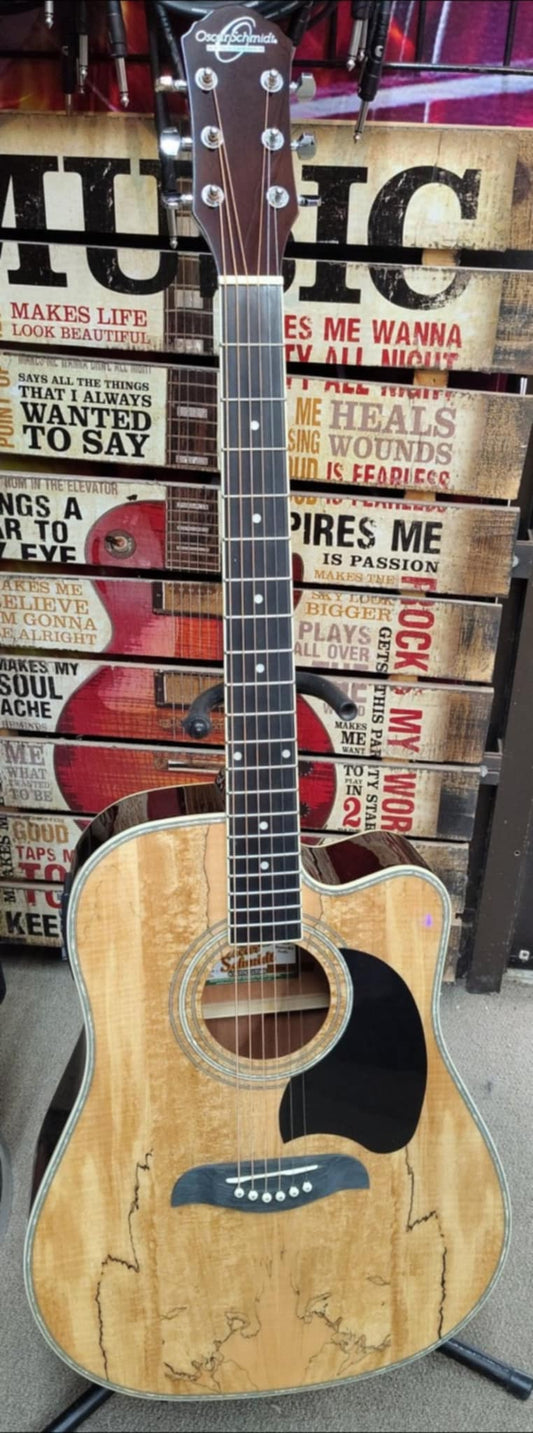 Oscar Schmidt OG2CESM-A Acoustic/Electric Guitar — "Used" but Only Technically - Spalted Maple - by Washburn