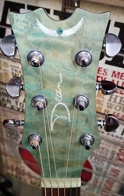 Dean EQA TBLS - Quilt Ash Top - Acoustic Electric Guitar - Transparent Blue Satin