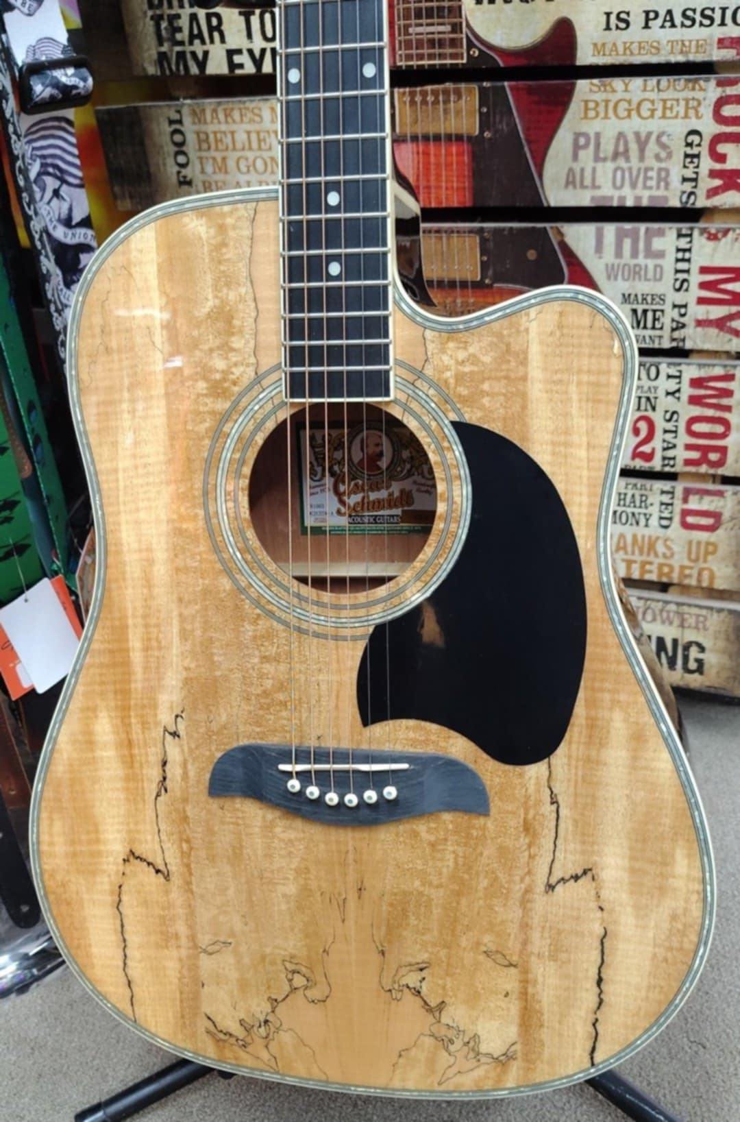 Oscar Schmidt OG2CESM-A Acoustic/Electric Guitar — "Used" but Only Technically - Spalted Maple - by Washburn