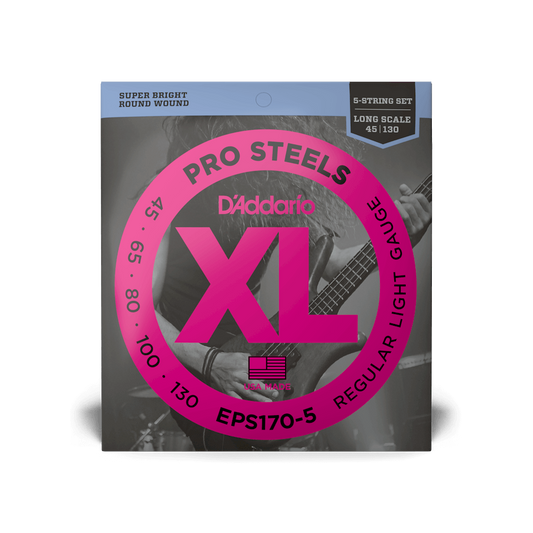 D'Addario EPS170-5 45-130 ProSteels 5 String Bass, Light, Long Scale EPS 1705