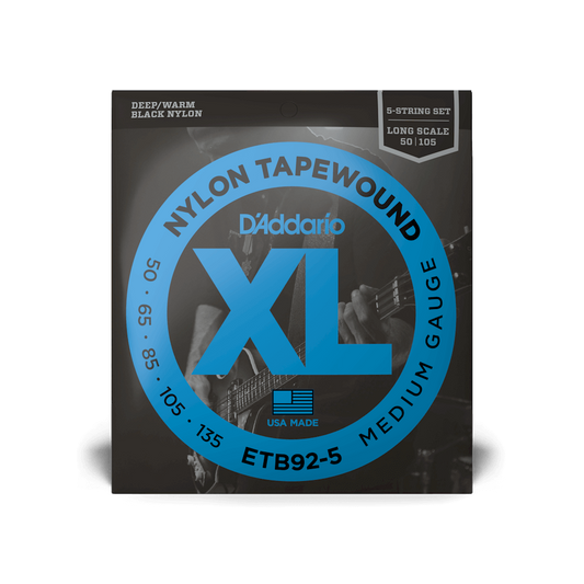 D'Addario ETB92-5 50-135 Nylon Tapewound 5-String Long Scale Bass Strings