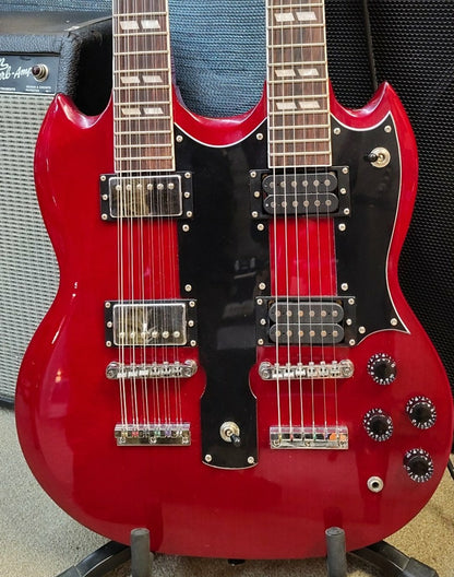 Gibsun Double Neck SG – Red – 12/6 String – Definitely Not Made in the USA, But Still Rocks Like It Was!