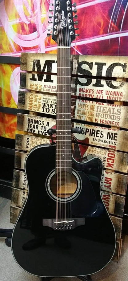 Takamine GD30CE-12 BLK G30 Series 12-String Dreadnought Cutaway Acoustic/Electric Guitar Available in Either Requinto or Standard Tuning